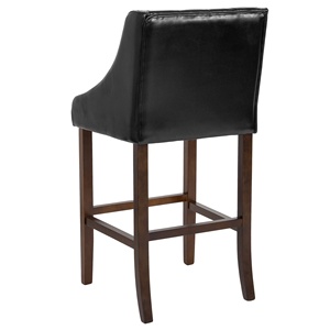 <span class=keywords><strong>Tabouret</strong></span> <span class=keywords><strong>de</strong></span> <span class=keywords><strong>bar</strong></span> en cuir PU noir capitonné commercial, pieds en bois massif avec finition noyer, chaise <span class=keywords><strong>de</strong></span> comptoir pour restaurant <span class=keywords><strong>bar</strong></span> café - Product Image 4