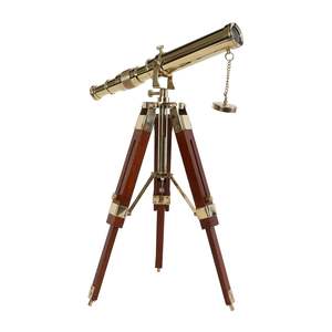 Télescope à longue-vue en laiton antique avec trépied en bois, télescope de bureau nautique vintage - Product Image 4