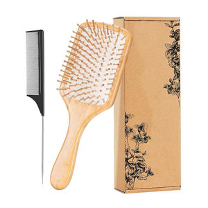 OEM disponible salón profesional más nuevo personalizado natural desenredar madera bambú cojín paleta cepillo de pelo con cerdas de jabalí - Product Image 1