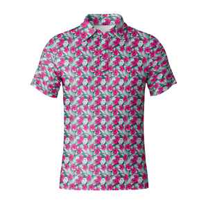 Camiseta de Golf para Hombre, Antiarrugas, de Jersey Sólido, en Poliéster/Spandex, Tejido Transpirable con Impresión Personalizada OEM - Product Image 2