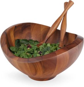 Hot Selling High Quality Polished <b>Wooden</b> <b>Salad</b> <b>Bowl</b> Set Serving Utensils Eco-Friendly Gift Box for Housewarming Kitchen Gift - Product Image 4