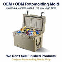 Glacière rotomoulée personnalisée OEM ODM 50QT kaki avec poignée en corde, moulage rotatif, pour extérieur, directement de l'usine