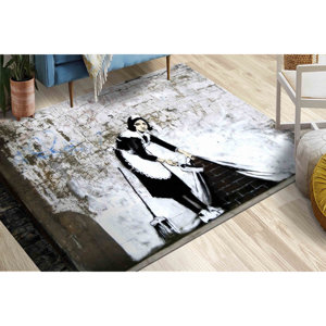 Alfombra con Diseño de Grafiti de Banksy: Alfombra Antideslizante con Estampado Decorativo, Alfombra Suave con Pelo Corto - Product Image 4