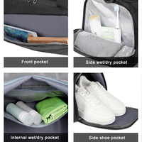 Sac de sport multifonctionnel en nylon imperméable avec logo personnalisé, 30-40L, pour hommes et femmes, idéal pour le fitness et les voyages, fermeture éclair, vente chaude