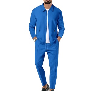 Traje deportivo de ocio juvenil para hombres Chaqueta y pantalones de color sólido para primavera y otoño Estilo informal transpirable - Product Image 4