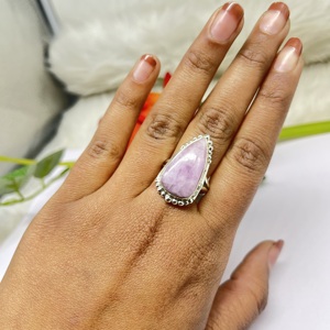 Elegant 925 <b>Sterling</b> <b>Silver</b> <b>Ring</b> with Purple Copper Turquoise Bezel Set Pear Cut Diamond for Weddings and Parties - Product Image 1