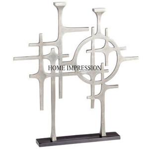 Escultura de diseñador de flores de tulipán pulidas brillantes con acabado de Color plateado fundido de aluminio para decoración de hogares y hoteles de la India - Product Image 2