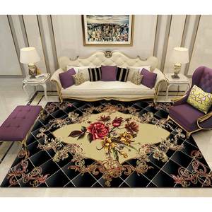 Tapis moderne en velours cristal géométrique, grand tapis sur mesure avec base antidérapante à pois pour salle à manger et chambre à coucher - Product Image 2
