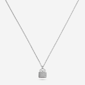 Colgante de Plata 92.5 con Cadena, Chapado en Oro de 18K, Platino y Rodio, Diseño Geométrico Moderno con Circonita, Diamante y Perla para Regalo - Product Image 1