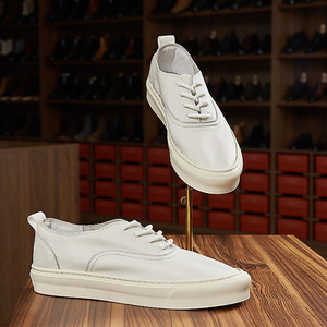 Chaussures de sport pour hommes en cuir véritable avec semelles souples, toile douce et cuir de vache, confortables et décontractées. - Product Image 2