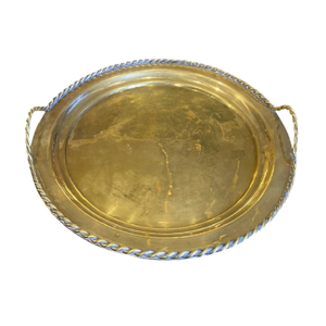 Forma redonda con asa Bandeja para servir Latón de primera calidad y bandeja de té chapada en oro Construcción de latón Diseño elegante Caro - Product Image 1