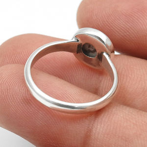 Bague en argent pur naturel blanc Turquoise forme ronde véritable pierres précieuses anneaux empilables à la main à la mode femmes anneaux OEM ODM - Product Image 3