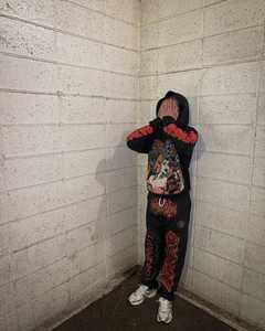 ชุดวอร์มผ้าหนาพิมพ์ลายสกรีนโลโก้แบบวินเทจผ้าซักกรดสำหรับผู้ชายชุดวอร์มโอเวอร์ไซส์สำหรับผู้ชาย - Product Image 4