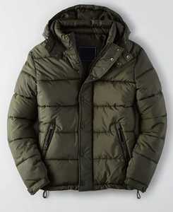 Veste matelassée en toile légère pour hommes Manteau d'hiver personnalisé à capuche noir vert olive résistant à l'eau - Product Image 3