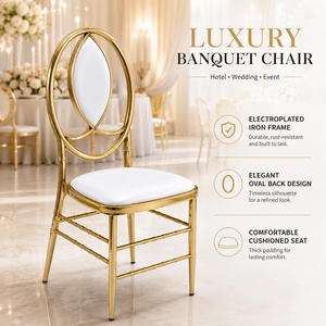 Sedie Chiavari in Ferro Dorato Impilabili e Resistenti per Eventi, Banchetti e Matrimoni - Vendita all'Ingrosso - Product Image 2