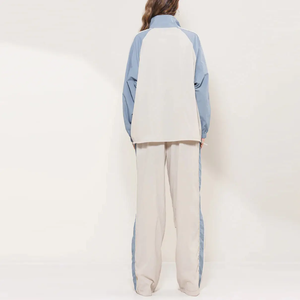 Conjuntos cortos cortavientos de ajuste relajado Conjuntos de mujer para parches personalizados Conjunto cortavientos con manga larga - Product Image 3