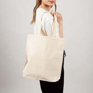 Economical 100% Cotton Tote <b>Bags</b> Durable Bottom Gusset <b>Medium</b> Size Personalized Letter Screen Recyclable-TG110 for Advertising - Product Image 2