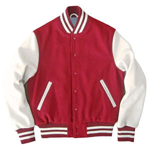 El mejor diseño de precio para la chaqueta universitaria Letterman Varsity con mangas de cuero real Logotipo bordado gratis Material de lana de longitud larga - Product Image 3