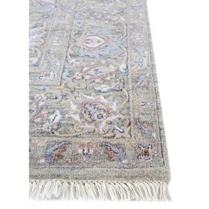 พรมขนสัตว์และใยวิสโคสสีฟ้าออโรร่า ทอมือลายเหรียญและลวดลายนามธรรม สำหรับบ้าน โถงทางเดิน ห้องนั่งเล่น รูปทรงสี่เหลี่ยมผืนผ้า รุ่น Skwv-57 - Product Image 3