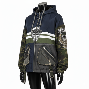 Coupe-vent pour femmes 180 Tissu en nylon GSM avec panneaux de manches camouflage Broderie personnalisée et patch Logo Veste coupe-vent pour femmes - Product Image 4