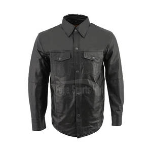 Concevez votre propre vêtements d'hiver en gros hommes manches longues chemise en cuir hommes col rabattu hommes chemise en cuir - Product Image 1
