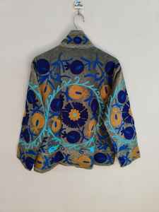 <b>Velvet</b> Suzani <b>Jacket</b> Boho Embroidered Floral Coat Handcrafted Tribal Uzbek <b>Jacket</b> Artistic Statement Outerwear - Product Image 6