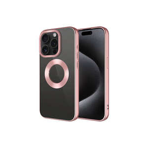 Coque en silicone liquide Netzy Premium SAFA Omega pour iPhone 15 Pro, logo or rose, coque arrière en silicone souple, design élégant INS - Product Image 1