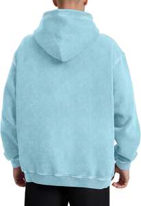 Otoño Streetwear Sudaderas con capucha Diseño forrado Logotipo frontal Impresión de pantalla de seda Digital Tie-Dye Lavado ácido Técnicas de lavado Sólido con capucha - Product Image 3