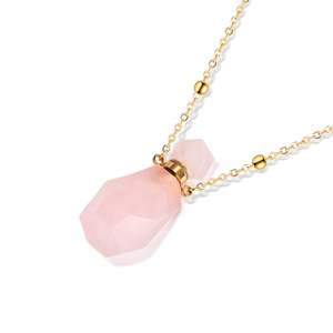 Collar Jeulia Power of Love con colgante de botella hueca de cuarzo rosa natural y aceite esencial - Product Image 2