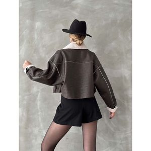 Wholesale Women's Nubuck <b>Fur</b> Collar <b>Coats</b> Faux <b>Leather</b> Outerwear Collection - Product Image 1