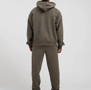 Sweats à capuche surdimensionnés pour hommes 100% sweat à capuche en coton uni blanc sweat à capuche épais polaire épaule tombante sweat grande taille pour hommes - Product Image 3