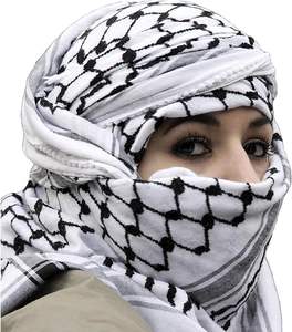 100% Cotton High Quality Customized <b>Men's</b> Keffiyeh Traditional Palestine Shemagh <b>Scarf</b> Solid Pattern Canvas Breathable Windproof - Product Image 1