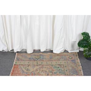 Alfombra Vintage de Lana Turca de 1,5 Pies X 2,8 Pies, Alfombra Clásica de Retazos, Color Beige y Naranja, Diseño de Pasillo Rectangular Grande de Látex para Adolescentes - Product Image 2