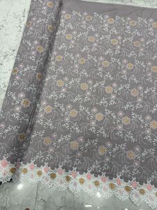 Textile Raw Material New Updated Jacquard Applique Imported Lace Silk Fabric from Indian Supplier - Product Image 5