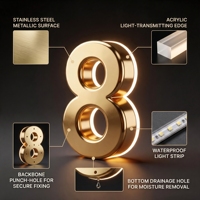 Plaques de numéros de maison LED personnalisables avec étanchéité IP65 pour entreprises, hôtels, appartements - Numéros en métal avec code QR pour extérieur