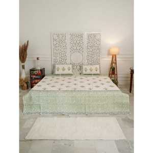 Selene Handcrafted Modern Cotton Bedcover Floral Embroidered Quilted Starlit Haven Design <b>Twin</b> Size for Bedrooms for Home Hotels - Product Image 3