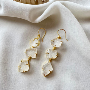 Pendientes colgantes de plata de ley con piedras preciosas, joyería con tres piedras - Product Image 5