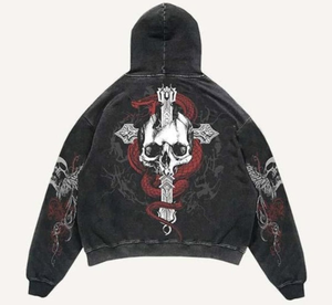 Streetwear Acid Wash Zipper Hoodies Impression Numérique 100% Coton 500 GSM Brodé Logo Personnalisé Anti-Rides Hiver Régulier - Product Image 2