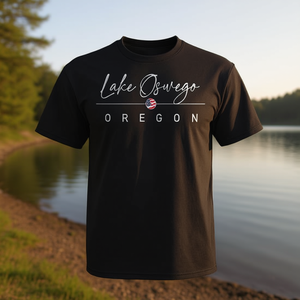 T-shirt Lake Oswego Oregon nera unisex per adulti taglia media - Product Image 3
