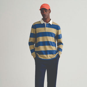 Polo de rugby a rayas para hombre de alta calidad: duradero, cómodo e ideal para ropa informal y estilo Atlético - Product Image 1