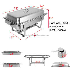 Acero inoxidable y latón pulido usado comida frotamiento platos Rectangular Buffet estufa buffet calentador de alimentos para restaurantes y hoteles - Product Image 4