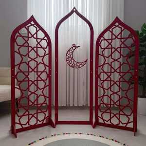 Set de Decoración de Ramadán, Linterna Islámica con Forma de Luna y Mezquita, Metal, Madera, MDF, Soporte de Pie, Fondo Decorativo, Artículos para Fiesta de Eid Mubarak - Product Image 3