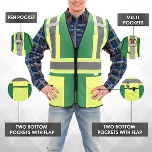 ; Chaleco de seguridad con cremallera y bolsillos naranja, XL - Product Image 3