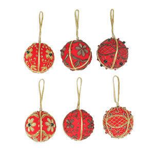 Boules de Noël artisanales de haute qualité, ornements d'arbre de Noël, impression graphique brodée vibrante, tissu en velours, écologique - Product Image 3
