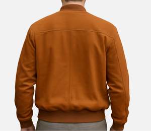 Blouson Bomber en Cuir Grande Taille Style Universitaire Hiver, Vente en Gros, Personnalisable, Uni, Col Montant, en Daim Teint - Product Image 2