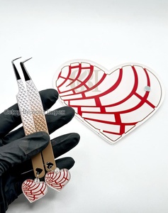 Latest Sustainable Acrylic Heart Shape Lash Tile With KeyChain & <b>Magnet</b> For <b>Eyelash</b> Extension Tweezer Custom Lash Tile Available - Product Image 1
