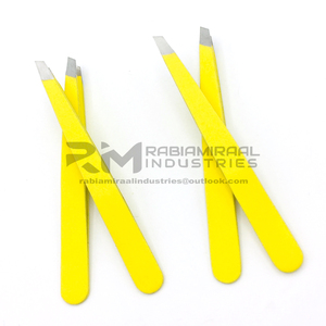 Nouvelle arrivée pince à épiler les sourcils coudée professionnelle emballage de marque personnalisé ensemble de pinces à épiler les sourcils de beauté jaune - Product Image 4