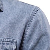 Erkek %100 Pamuklu Düz Denim Ceket Yeni Tasarım 2 Göğüs Cebi Nefes Alabilen Hızlı Kuruyan Şık Mavi Büyük Beden Düğmeli