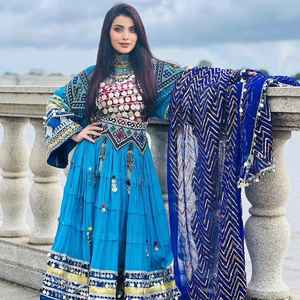 Robe Vintage AFGHANI KUCHI pour femme en dentelle longueur au sol brodée vêtements de mariage et de fête - Product Image 3