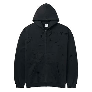 2025 ropa cómoda hombres sudaderas con capucha desgastadas 100% algodón, cremallera completa, adultos de la calle uso hombres básicos algodón mezclado servicio OEM - Product Image 1